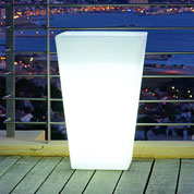 Vaso Quadrado Luminoso Branco - 45 x 45 x A. 70 cm